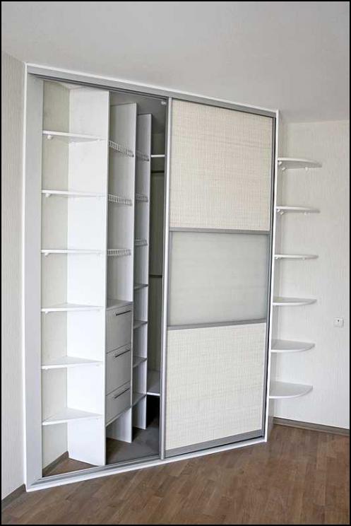 угловые шкафы купе фото внутри, производство встроенной мебели